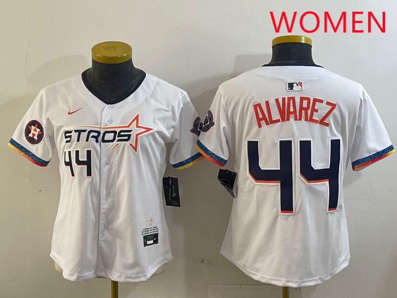 Women Houston Astros #44 Alvarez White Fourth generation Joint Name 2025 Nike MLB Jersey style 2->women mlb jersey->Women Jersey